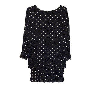 Jones New York Navy Blue‎ & White Polka Dot Ruffle Tiered Dress Women’s Size 6